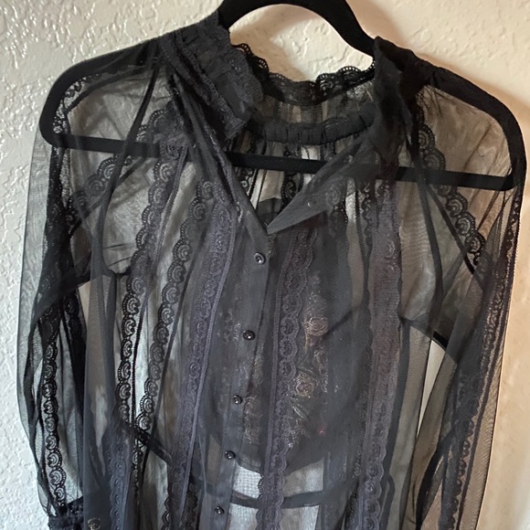 Black dress with embroidery, transparent - Picture 8 of 10